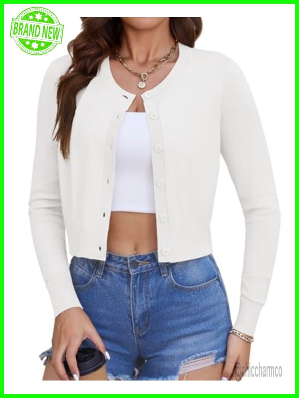 Cropped Cardigan Sweater Lightweight Summer Knit Bolero Shrug Button Down